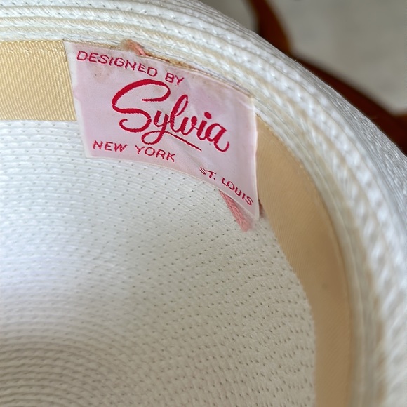 Vintage SYLVIA white Straw Hat - Picture 5 of 6